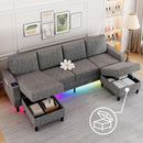 Light Grey 4 Seat Reversible Chaise Sectional Sofa