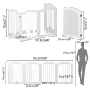 27.6' Height Tall Freestanding Pet Gate, 4 Panels Foldable Dog Gate, Solid Wood Folding Safety Fence Wooden Dog Gate with 2 pcs Support Feet Ideal for Stairs, Doorways, Halls, Kitchens, Heavy Duty Gat