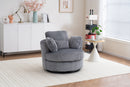 Oversized 360 Degreed Swivel Accent Chair Modern Soft Plush Corduroy Round Barrel Chair for Living Room Bedroom with Pillows, Gray