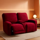 Burgundy Velvet Reclining Loveseat Slipcover Set 2 Seater Machine Washable