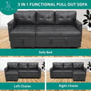 Sleeper Sectional Sofa Black Leather With Convertible Bed
