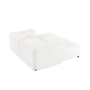 Stylish White Chenille 2-Seater Sofa with Ottoman Storage, Cylindrical Backrest and Armrests, Modern Fabric Loveseat