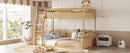 Full XL over Queen Bunk Bed with Ladder and Guardrails, Natural