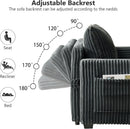 53 Inches Black Corduroy Fabric Sleeper Sofa USBPort