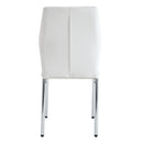 Luxury Simple Chair Set of 4 White PU Material High Resilience Dining Chair with Metal Silver Leg