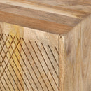 TREXM Wood Accent Cabinet with Storage, Rustic Mango Wood Storage Cabinet with Fluted Design and Adjustable Shelf for Dining Room, Kitchen, and Living Room (Natural)