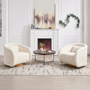 Swivel Accent Chair, 360-degree Swivel Barrel Chair with Teddy Upholstery, Comfy Pumpkin-Shaped Swivel Chair for Living Room, Bedroom, or Office