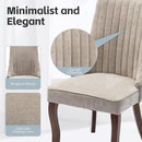 Beige Upholstered Dining Chairs 2 Pack Curved Wood Legs