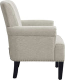 Cream Polyester Tufted Mid Century Upholstered Chair