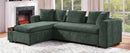 Elegant Chenille L-Shaped Sofa with Wooden Storage Compartment, Green, 93.7 Inches