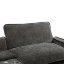 Modern Chenille Upholstered Sectional Sofa with Ottomans, USB Ports, Cup Holders, and Storage in Grey