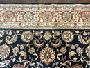 Vintage Oriental Rug 8x11, Floral Persian Design Carpet, Turkish Power Loomed Rug, Navy Blue Red Cream