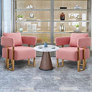TS Teddy fleece upholstered metal foot sofas 2PCS Pink