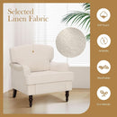 Three Piece Living Room Furniture Set With Linen Fabric Loveseat And Two Accent Chairs Off White