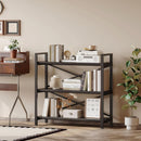 3 Tier Bookshelf 31 Inch Width Wood And Metal Etagere Black