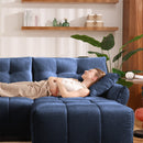 Modern Ergonomic Single Seater Sofa with Ottoman, High-Resilience Support, Blue Chenille Upholstery