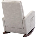 High Back Rocking Chair Nursery Chair .Comfortable Rocker Fabric Padded Seat .Modern High Back Armchair