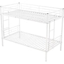 Twin Over Twin Metal Bunk Bed With 2 Ladders White