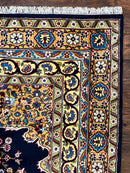 Indo Persian Rug 12x15, Mahal Sarouk Rug 12 x 15, Wool Hand Knotted Vintage Carpet, Navy Blue, Oversized Rug, Center Medallion