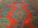 7x11 Turkish Oushak Rug, Vintage Red & Blue Oriental Carpet, Hand Knotted Wool Area Rug 7 x 11, Turkish Sparta Rug, Antique Turkish Rug Nice