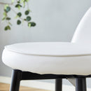 Modern White PU Upholstered Bar Chair with Black Metal Legs, 360° Rotatable, Set of 2