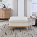 33.86'W Upholstered Wood Base Storage Ottoman with Reversible Lid Coffee Table, Foot Stool Square Footrest with Rubberwood Legs for Living Room Bedroom Entryway and Office, Ivory Boucle.