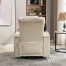Home Theater Recliner with 270 Degree Swivel, PU Leather, Power Recliner with Tray Table, Phone Holder, Cup Holder, USB Port, White