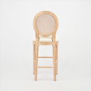 Hengming French Country Wooden Barstools Rattan Back With Upholstered Seating , Beige and Natural