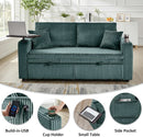 65Inch Sleeper Sofa Bed CorduroyFabric Emerald Green
