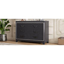 Elegant Dresser with Metal Handle and Sparkling Shiny Decoration, Storage Cabinet with 6 Drawers for Bedroom, Living Room, Black
