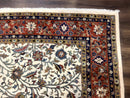 Indo Persian Rug 9x12, Ivory and Red, Traditional Wool Oriental Carpet