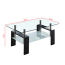 Artisan Center Coffee Table, Tempered Glass Top Stainless Steel Legs for Living Room, Black