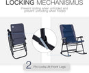 2 Piece Outdoor Patio Furniture Set With Folding Padded Rocking Chairs Navy Blue For Porch Balcony And Camping