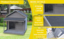 Large balcony doghouse, 44.2' long x 44.6' wide x 44.6' high solid wood asphalt roof dog house for large dogs with large terrace, weatherproof large dog house,