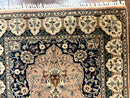 Small Tree of Life Prayer Rug, Pak Persian Rug 2.7 x 4, , Birds, Lantern, Handmade Vintage Fine 260 KPSI