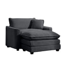 Classic Modern Deep Seat Sofa with Footstool and Pillow, Grey Corduroy, Living Room & Bedroom