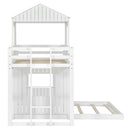 Wooden Twin Over Full Bunk Bed, Loft Bed with Playhouse, Farmhouse, Ladder and Guardrails, White( old sku: LT000327AAK )