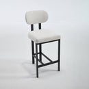 Bar Stools Set of 2, 26 inch Modern Upholstered Fabric Counter Height Barstools, Kitchen Island Chairs with Black Metal Legs for Dining Room/Kitchen Island/Bar