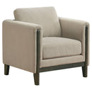 Islington Fabric Upholstered Panel Arm Accent Chair Taupe