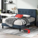 Omkaram Navy Upholstered Platform Bed Frame No Box Spring