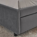 Full Size Upholstered Tufted Bed Frame with Two Drawers, Sofa Bed Frame with Comfortable Backrest and Armrests, Velvet, Grey(79.5''x58''x25'')