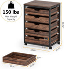Industrial Five Drawer Wood Dresser Cart BrownFinish