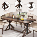 71 Inch Farmhouse Dining Table Waterproof Wood Grain Top