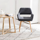 Charcoal Upholstered Armchair Mid Century Modern Wood Legs