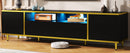 U-Can 70.9'' Modern TV Stand for TVs up to 80 Inches, Entertainment Center with 2 Shelves and  LED Lights, TV Storage Cabinet with 2 Drawers, 2 Cabinets and Metal Legs for Living room