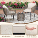 Beige 3 Piece Patio Rattan Bistro Conversation Set Outdoor Wicker Chairs And Side Table
