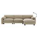 [VIDEO Provided] 108' Modular Sectional Sofa, L-Shape with 31.5' Extra-Wide Seat Cushion, USB and Type-C Charger, Phone Holder and 2 Side Storage Pockets, Free Movement Ottoman, Striped Chenille