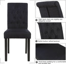 Two Upholstered Fabric Dining Chairs Button Tufting Black