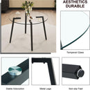 Modern simple style round transparent tempered glass table, tempered glass table top, black metal legs, suitable for kitchen, dining room and living room, 40 '*40' *29.5 '1123r