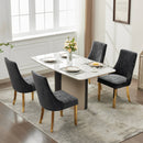 Rayon Cloth Flocking Chenille Dining Chairs Channel Kitchen Dinner Chair Comfy Fabric Upholstered Accent Chair for Dining Room with Golden Stainless Steel Plating Legs,Set of 2 (Black), SW1647BK